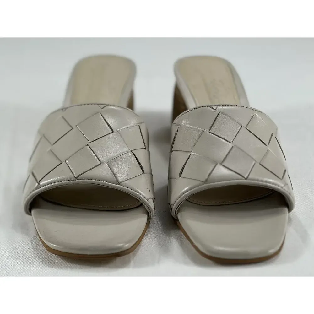 Journee Signature Womens Kellee Stacked Heel Pumps Sandals Sz7.5 Wedding/capers - Picture 3 of 10